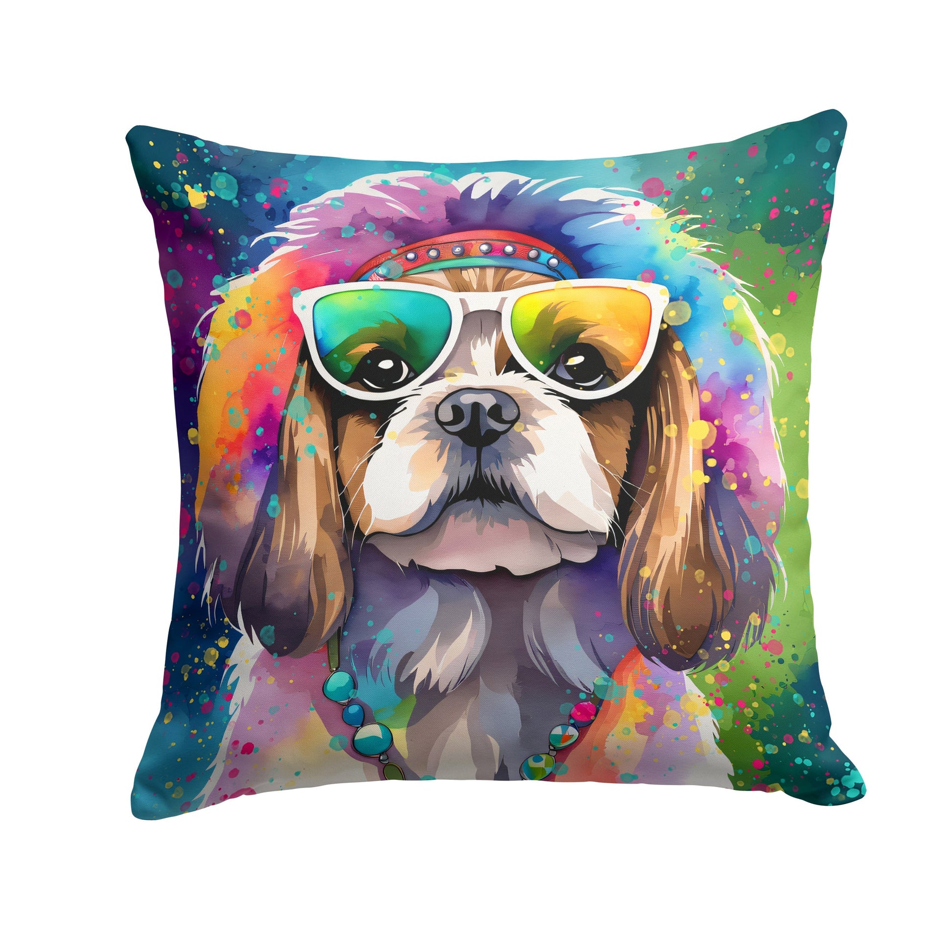 Shih Tzu Hippie Dawg Throw Pillow - One Color / One Size - Home & Garden - Home Textile - Pillows