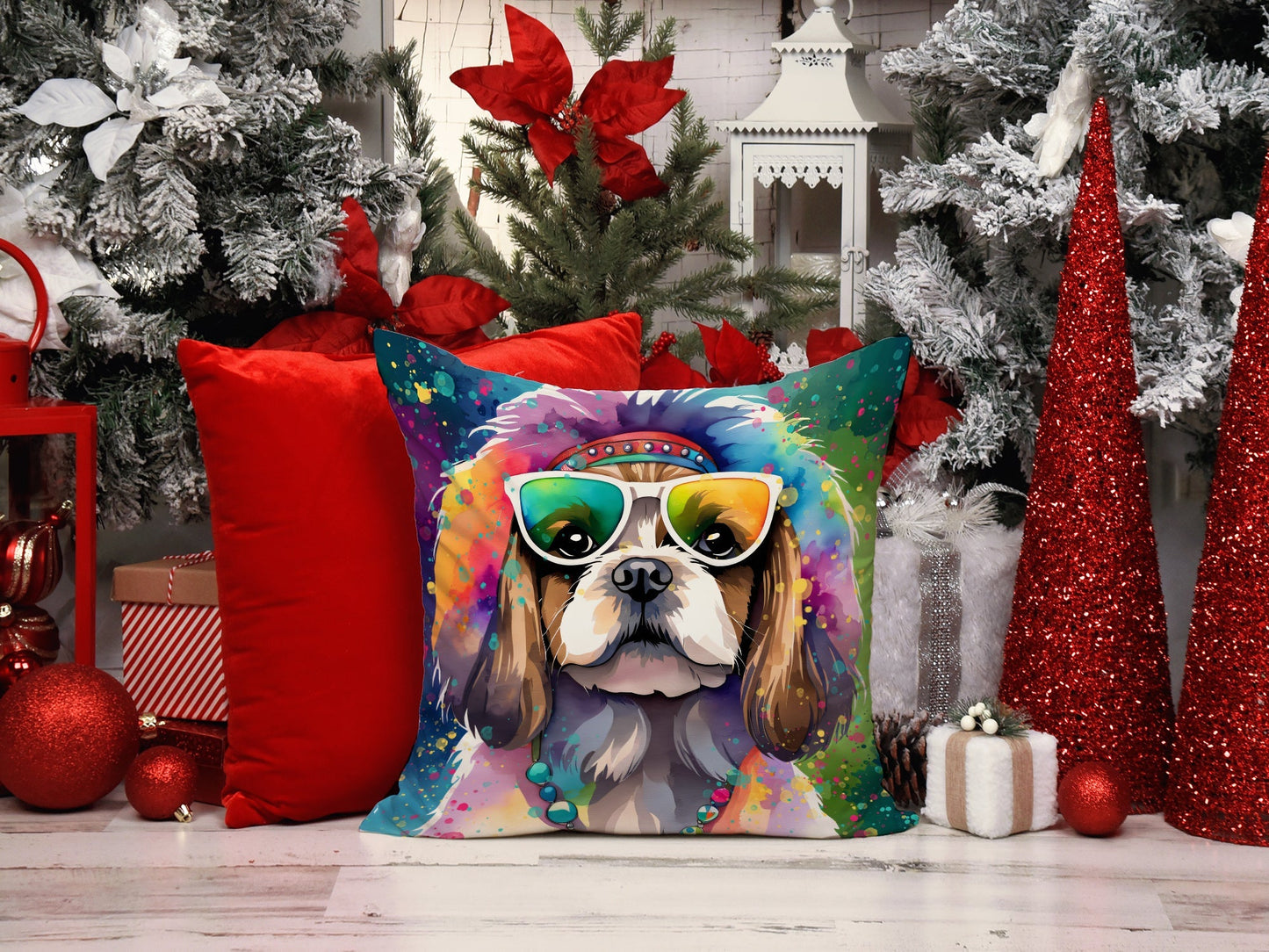 Shih Tzu Hippie Dawg Throw Pillow - One Color / One Size - Home & Garden - Home Textile - Pillows