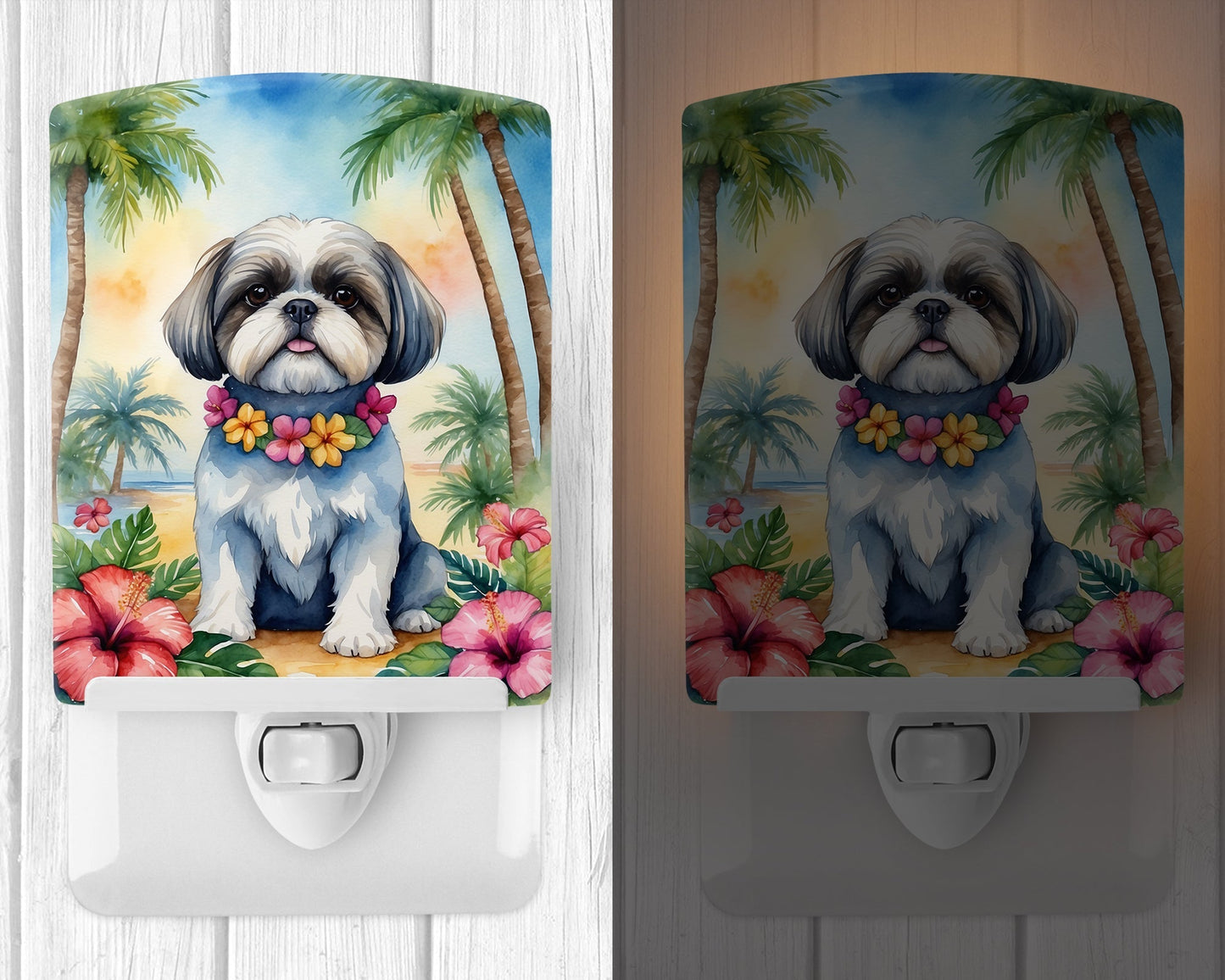 Shih Tzu Luau Ceramic Night Light - One Color / One Size - Home & Garden - Home Improvement - Lights & Lighting - Night