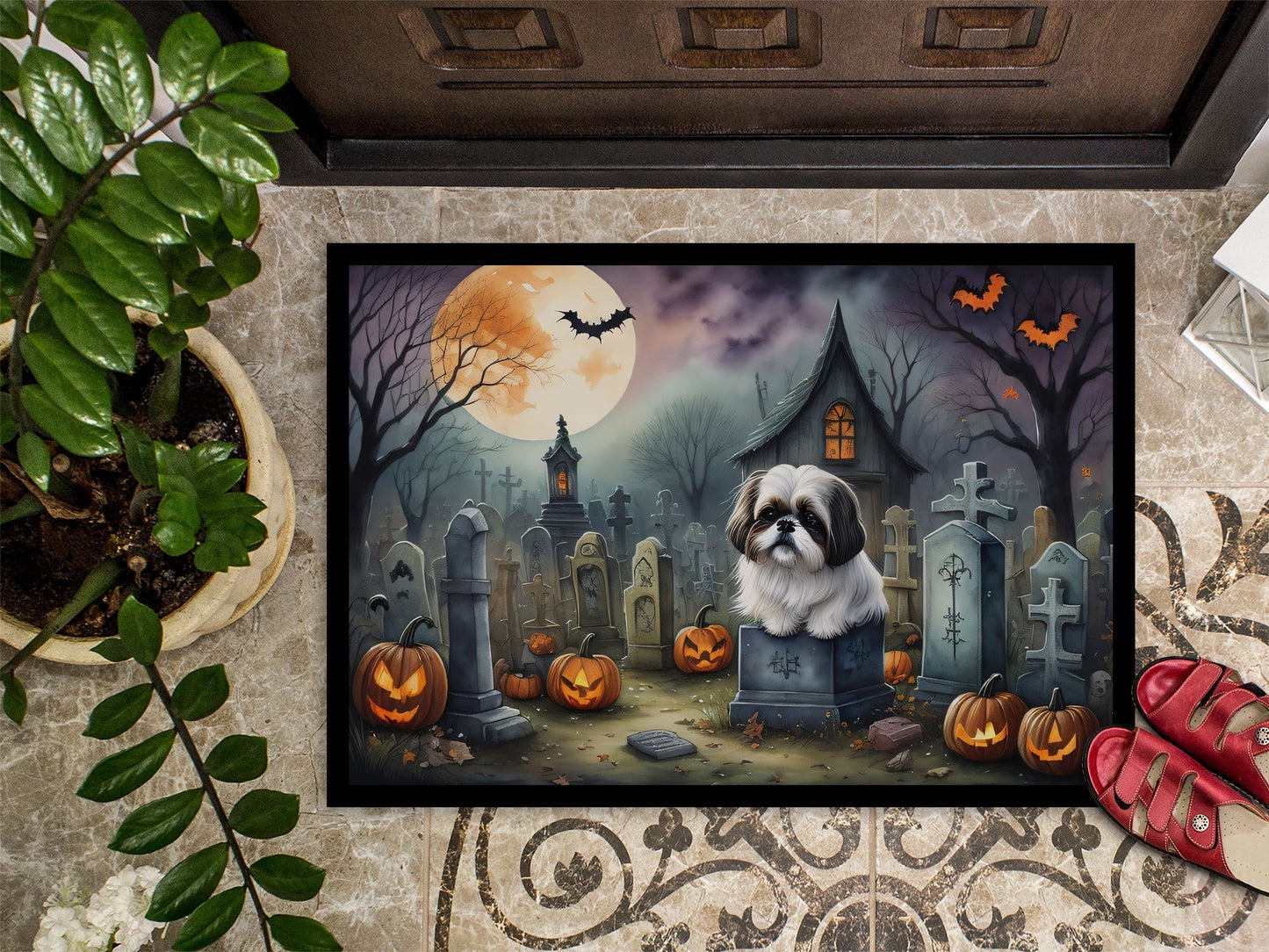 Shih Tzu Spooky Halloween Doormat - One Color / One Size - Home & Garden - Home Textile - Carpets & Rugs