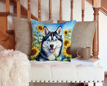 Siberian Husky in Sunflowers Throw Pillow - One Color / One Size - Home & Garden - Home Textile - Pillows