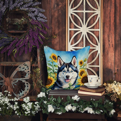 Siberian Husky in Sunflowers Throw Pillow - One Color / One Size - Home & Garden - Home Textile - Pillows