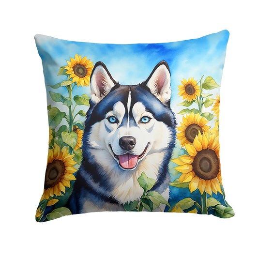 Siberian Husky in Sunflowers Throw Pillow - One Color / One Size - Home & Garden - Home Textile - Pillows