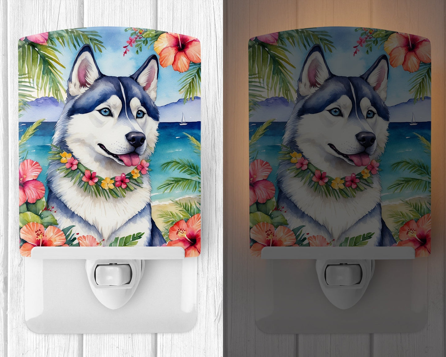 Siberian Husky Luau Ceramic Night Light - One Color / One Size - Home & Garden - Home Improvement - Lights & Lighting