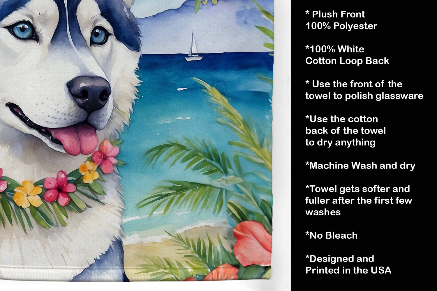 Siberian Husky Luau Kitchen Towel - One Color / One Size - Home & Garden - Home Textile - Towels