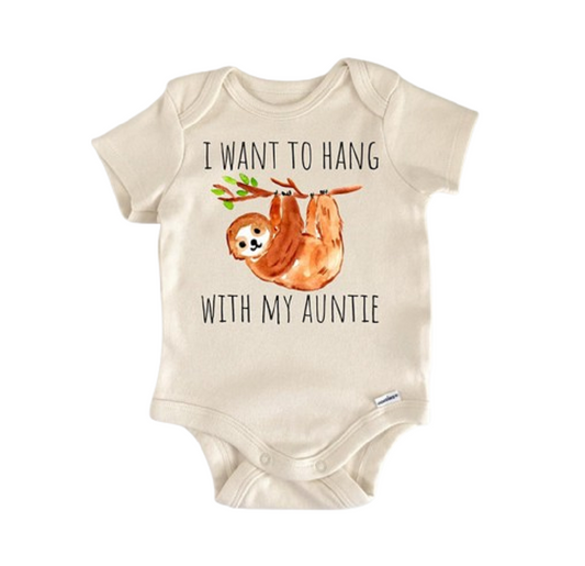 Sloth Auntie Aunt - Baby Boy Girl Clothes Infant Bodysuit Funny Cute Newborn - Kids & Babies - Mother & Kids - Boys’