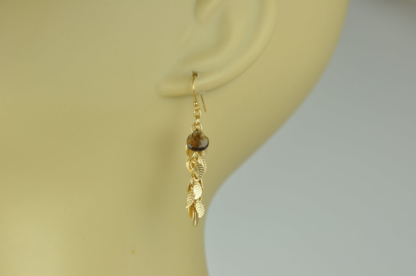 Smoky Topaz and Leaf Cascade Earrings - One Color / One Size - Jewelry & Accessories - Earrings