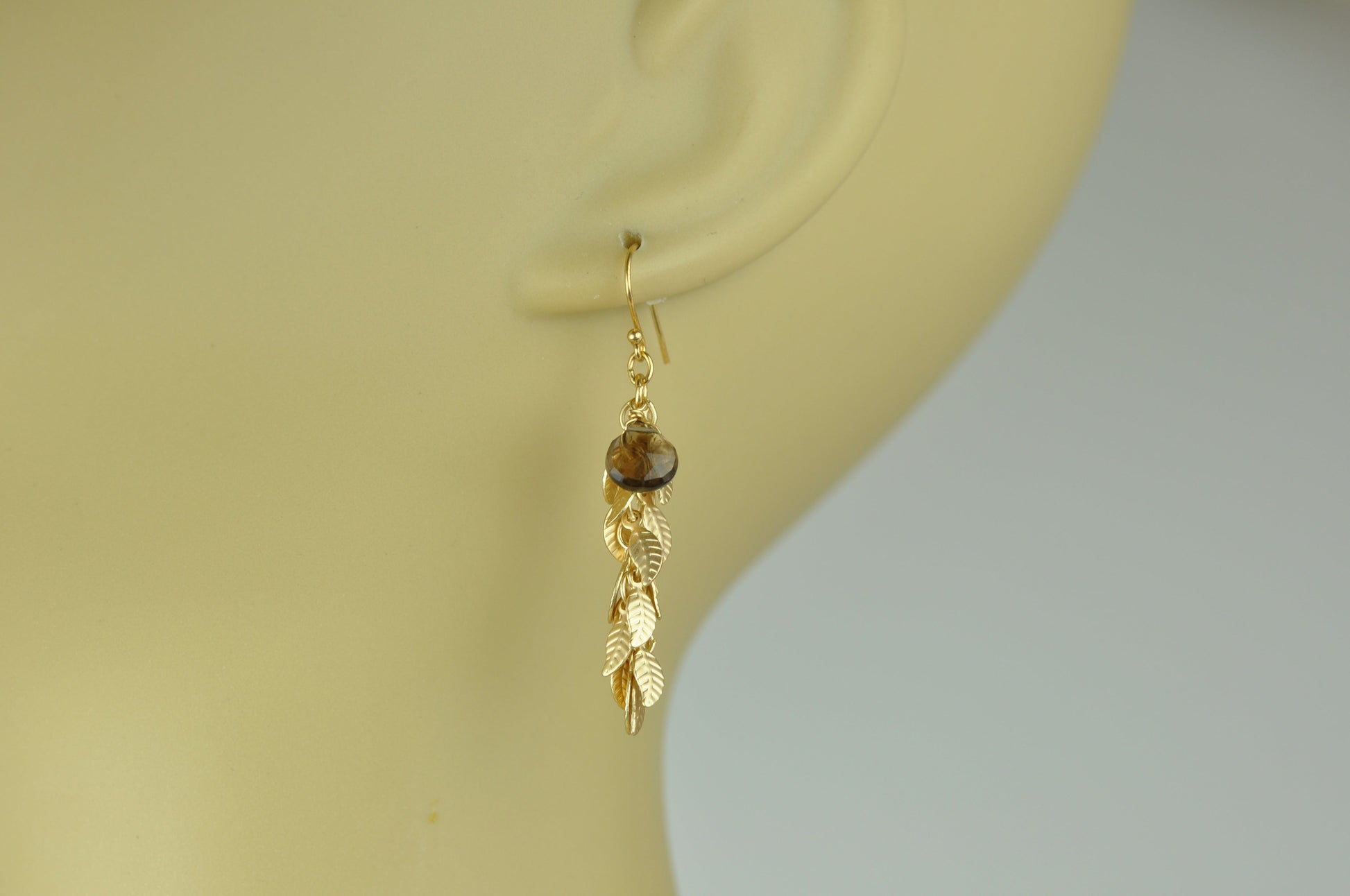 Smoky Topaz and Leaf Cascade Earrings - One Color / One Size - Jewelry & Accessories - Earrings