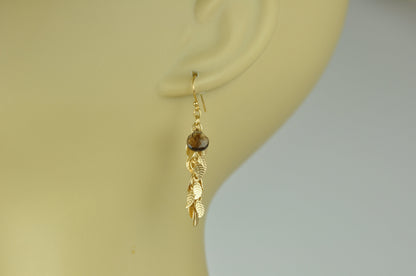 Smoky Topaz and Leaf Cascade Earrings - One Color / One Size - Jewelry & Accessories - Earrings