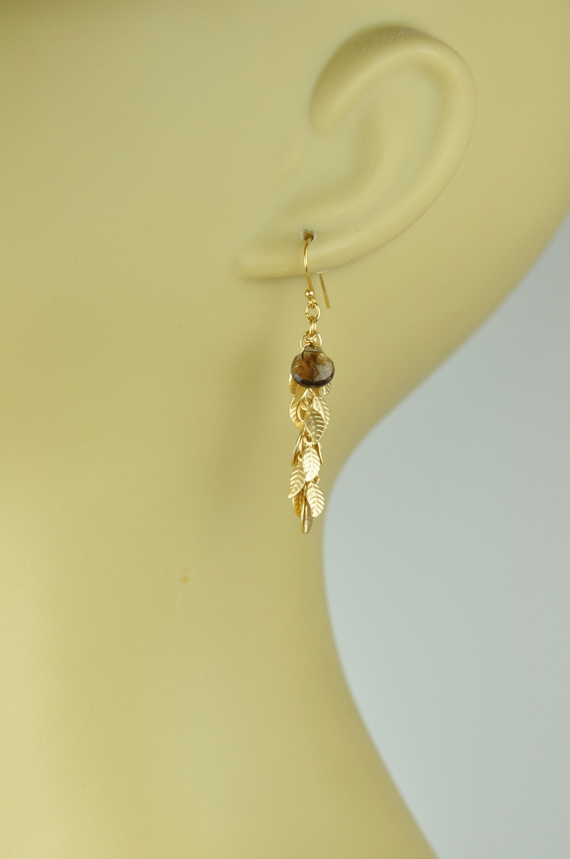 Smoky Topaz and Leaf Cascade Earrings - One Color / One Size - Jewelry & Accessories - Earrings