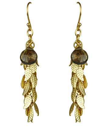 Smoky Topaz and Leaf Cascade Earrings - One Color / One Size - Jewelry & Accessories - Earrings