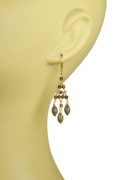 Smoky Topaz Chandelier Earrings - One Color / One Size - Jewelry & Accessories