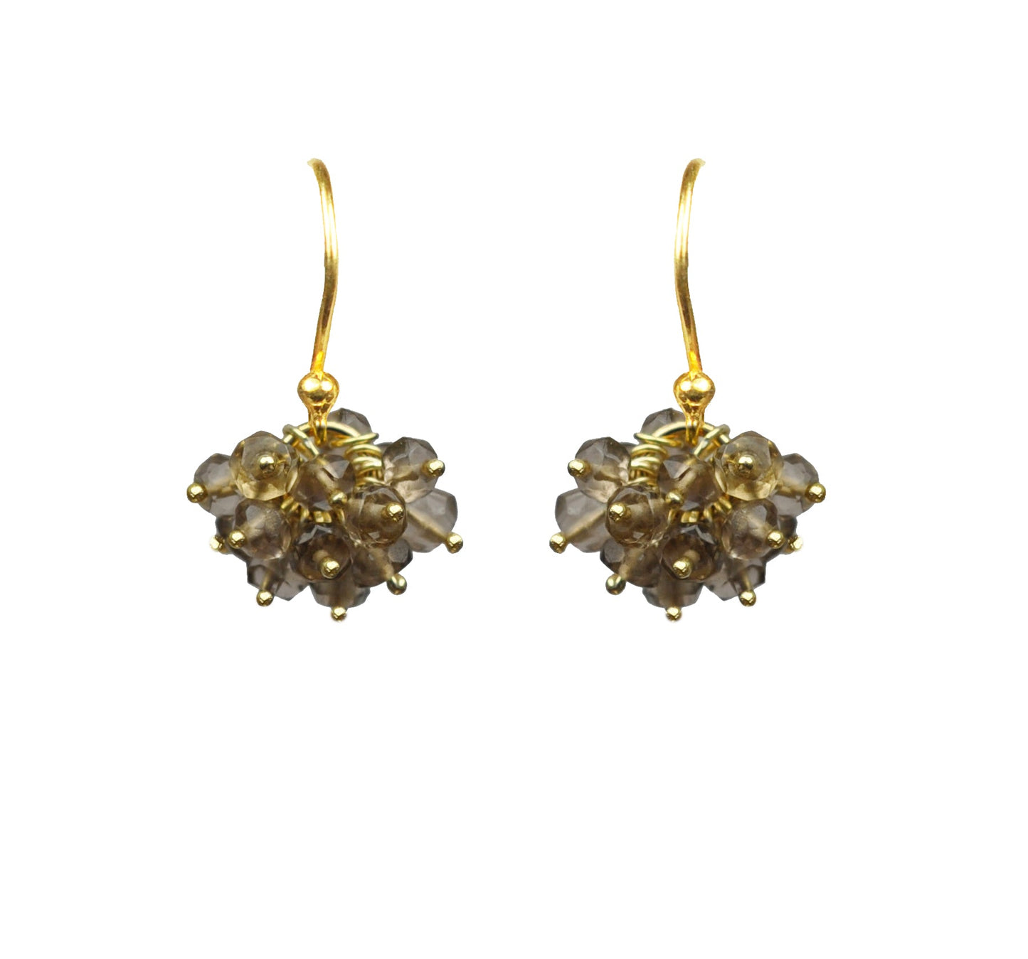 Smoky Topaz Cluster Vermeil Earrings - One Color / One Size - Jewelry & Accessories