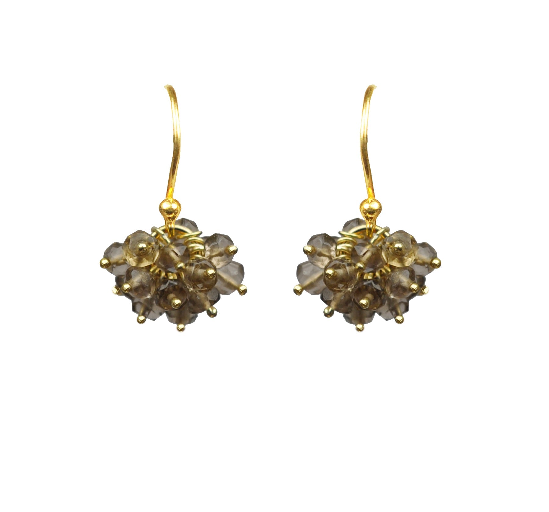 Smoky Topaz Cluster Vermeil Earrings - One Color / One Size - Jewelry & Accessories
