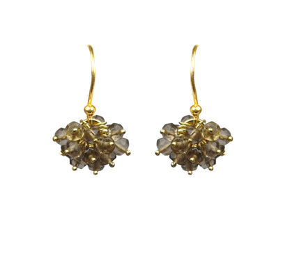 Smoky Topaz Cluster Vermeil Earrings - One Color / One Size - Jewelry & Accessories