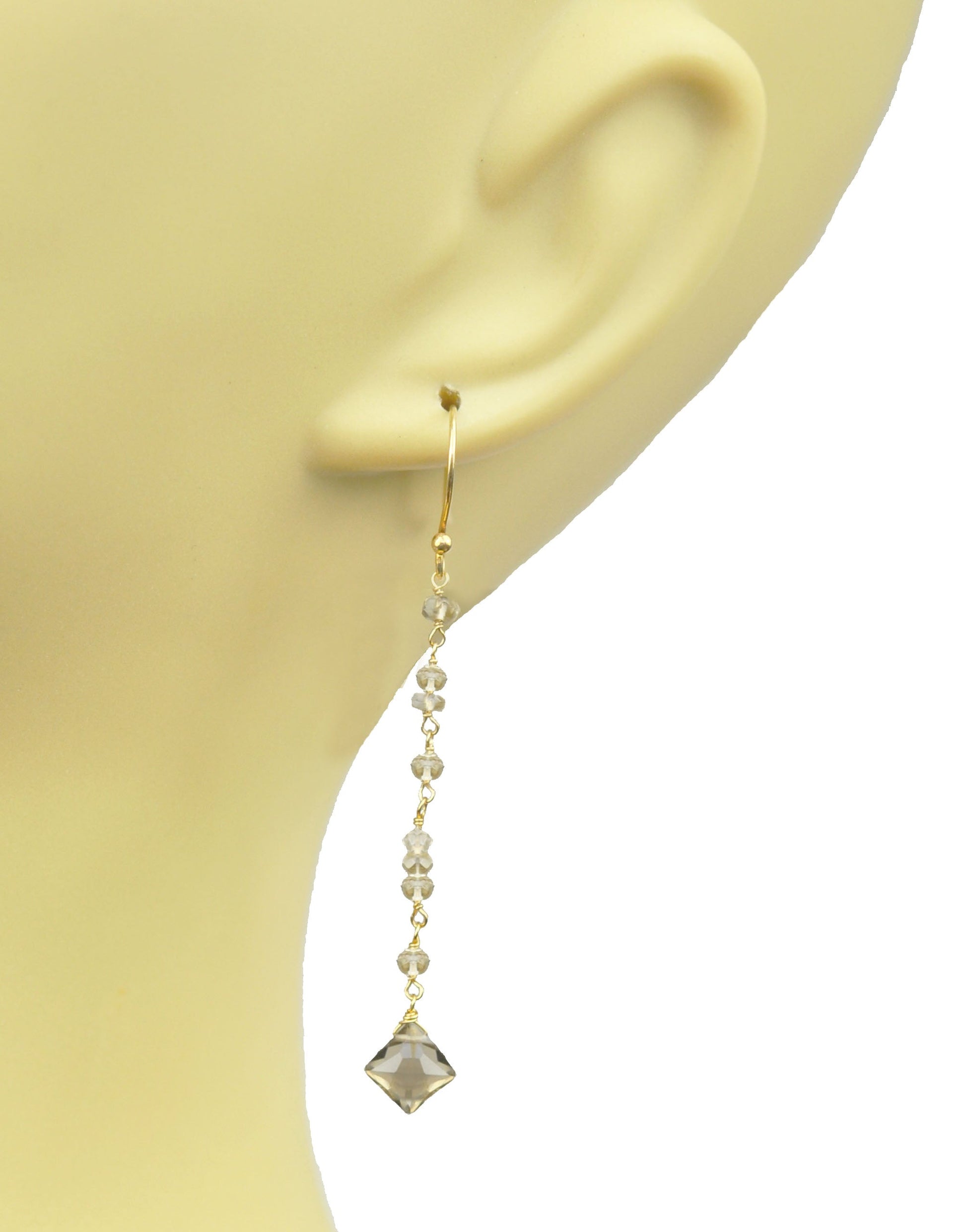 Smoky Topaz Linear Vermeil Earrings - One Color / One Size - Jewelry & Accessories