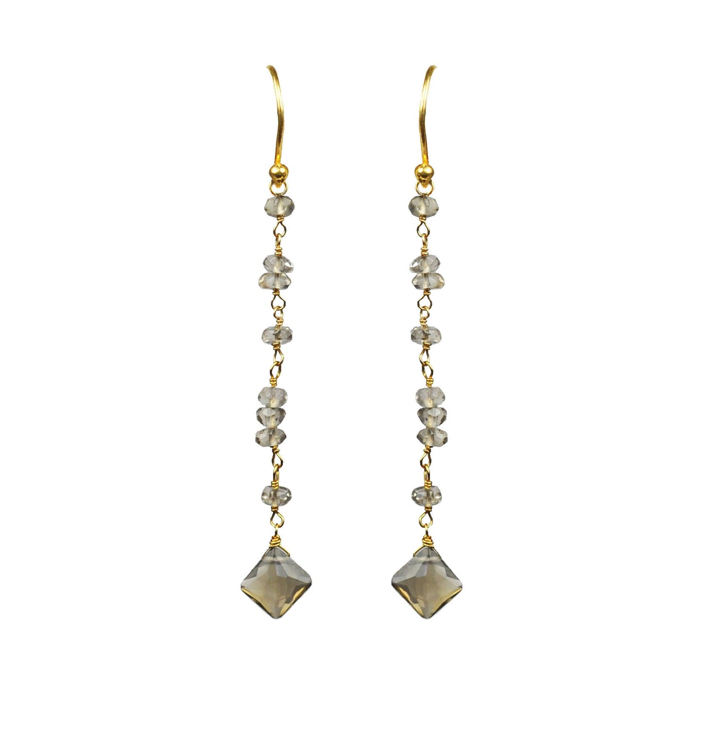 Smoky Topaz Linear Vermeil Earrings - One Color / One Size - Jewelry & Accessories