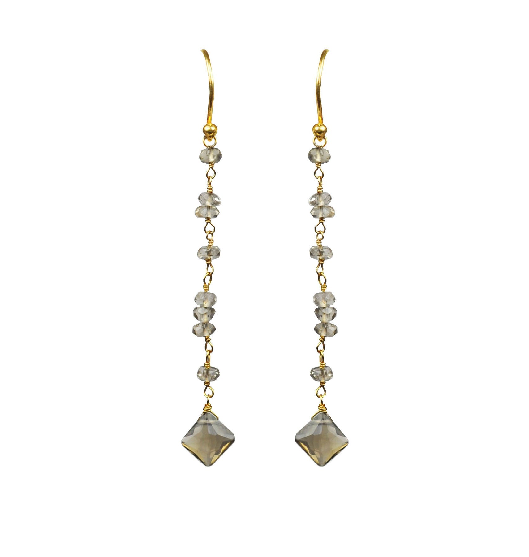 Smoky Topaz Linear Vermeil Earrings - One Color / One Size - Jewelry & Accessories