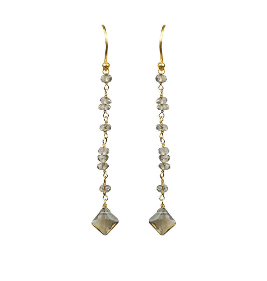Smoky Topaz Linear Vermeil Earrings - One Color / One Size - Jewelry & Accessories