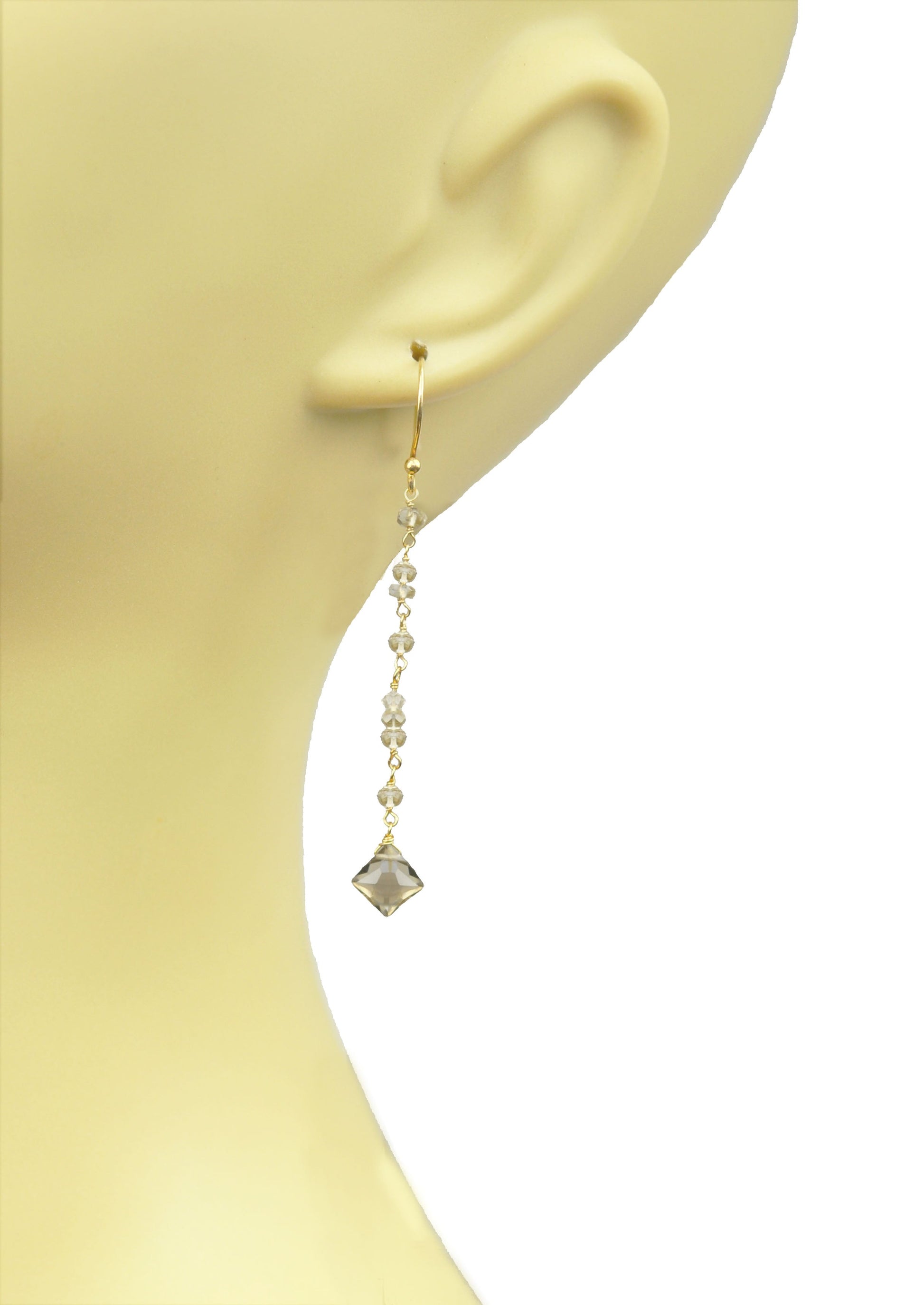 Smoky Topaz Linear Vermeil Earrings - One Color / One Size - Jewelry & Accessories