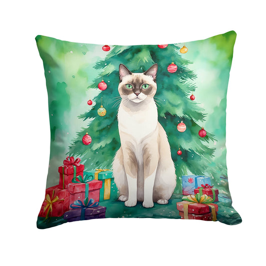 Snowshoe Cat by the Christmas Tree Throw Pillow - One Color / One Size - Home & Garden - Home Textile - Pillows