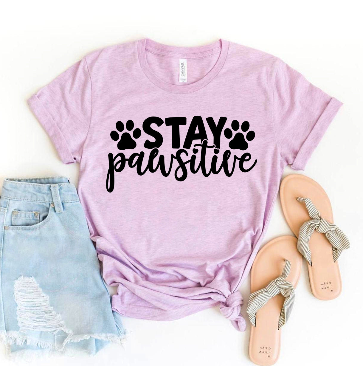 Stay Pawsitive T-Shirt - Women’s Fashion - Women’s Clothing - Tops & Tees - T-Shirts
