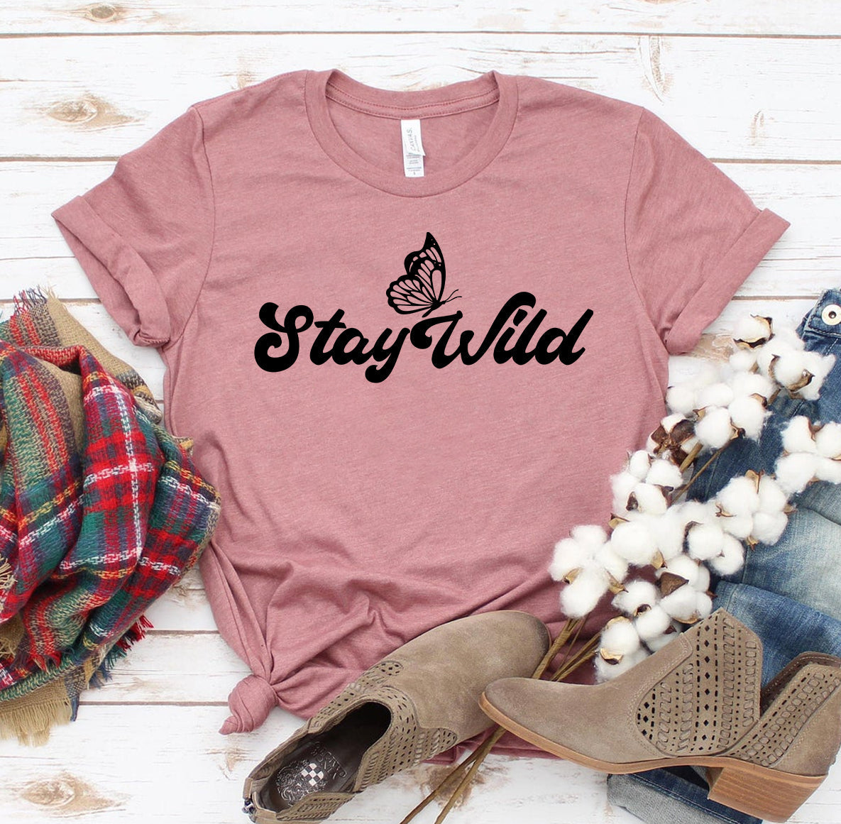 Stay Wild Butterfly T-Shirt - Women’s Fashion - Women’s Clothing - Tops & Tees - T-Shirts