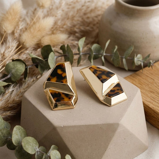 Stud Abstract Leopard Mosaic Terrazzo Earrings