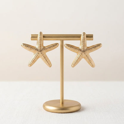 Stud Gold Starfish Seaside Sculpted Earrings