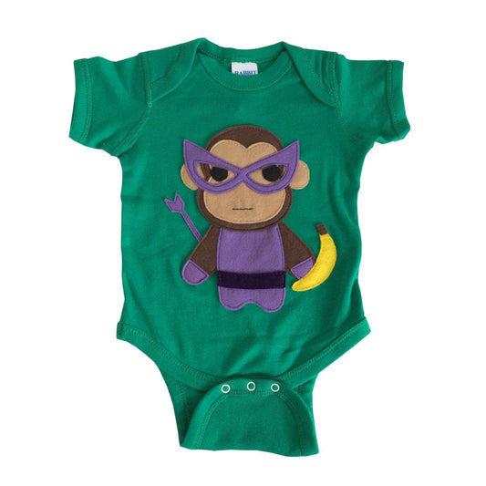 Super Hero Onesie - Team Super Animals - Monkey Banana Green Infant Bodysuit - Kids & Babies - Mother & Kids - Boys’