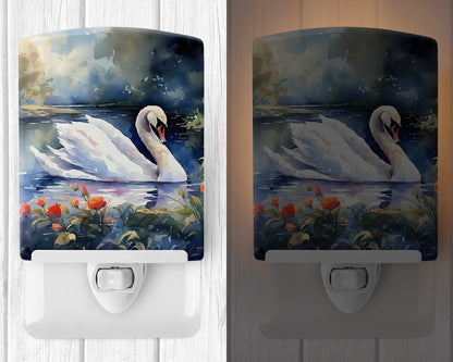 Swan Ceramic Night Light - One Color / One Size - Home & Garden - Home Improvement - Lights & Lighting - Night Lights