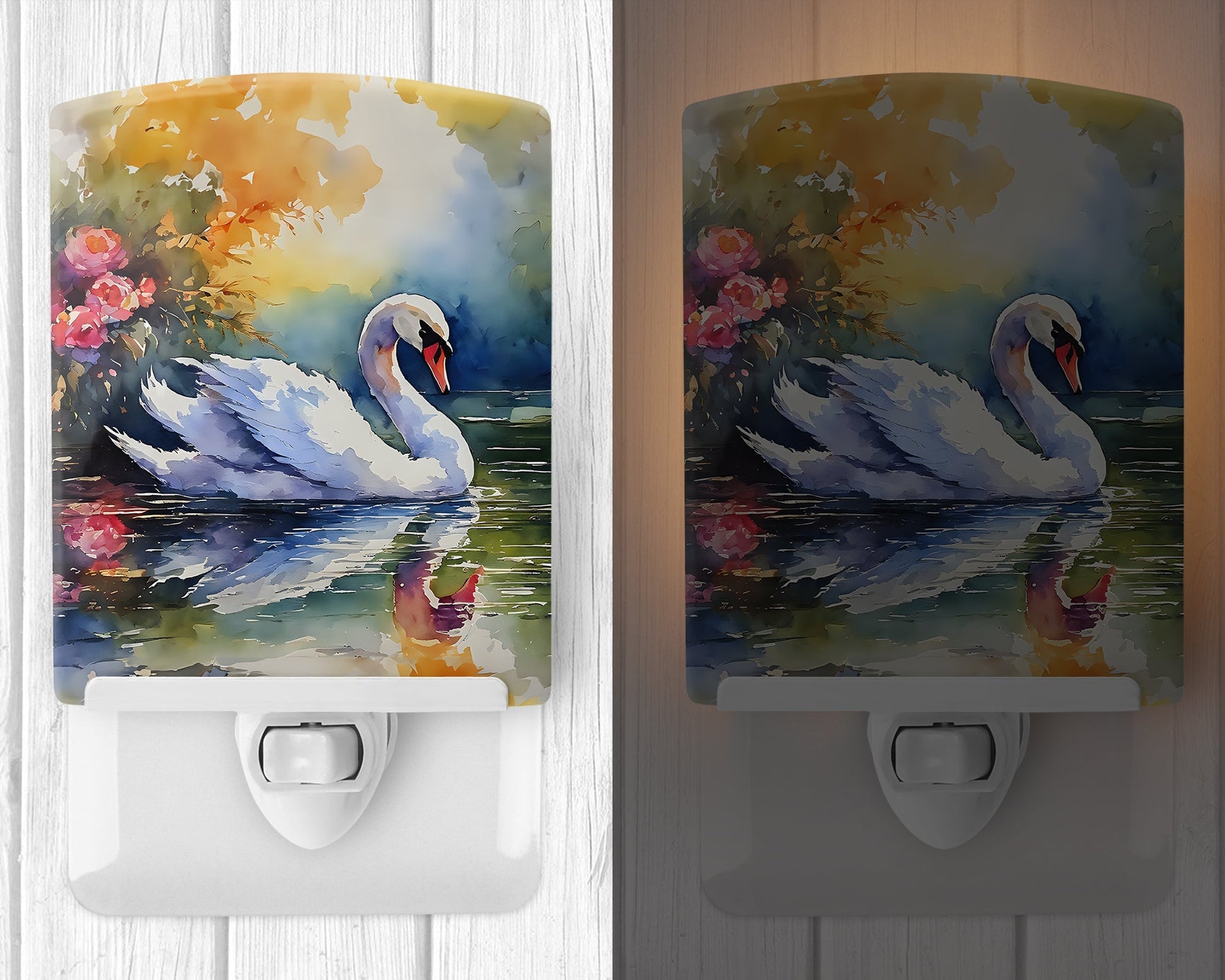 Swan Ceramic Night Light - One Color / One Size - Home & Garden - Home Improvement - Lights & Lighting - Night Lights