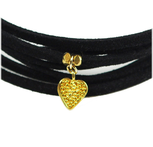 Sweet Heart Black Suede Wrap Bracelet - One Color / One Size - Jewelry & Accessories