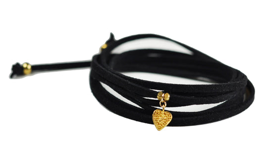 Sweet Heart Black Suede Wrap Bracelet - One Color / One Size - Jewelry & Accessories
