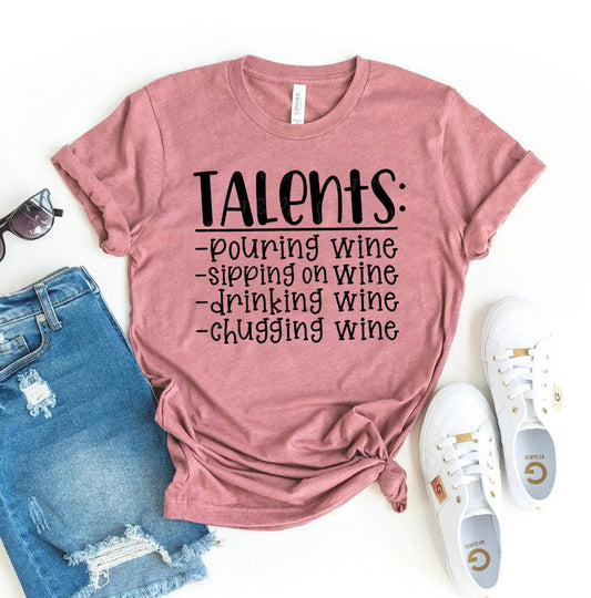 Talents Pouring Wine T-Shirt - Women’s Fashion - Women’s Clothing - Tops & Tees - T-Shirts