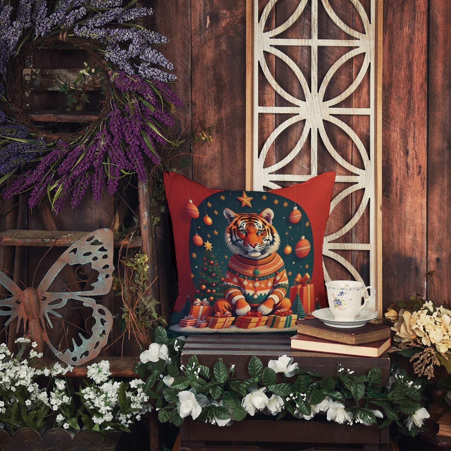 Tiger Christmas Throw Pillow - One Color / One Size - Home & Garden - Home Textile - Pillows