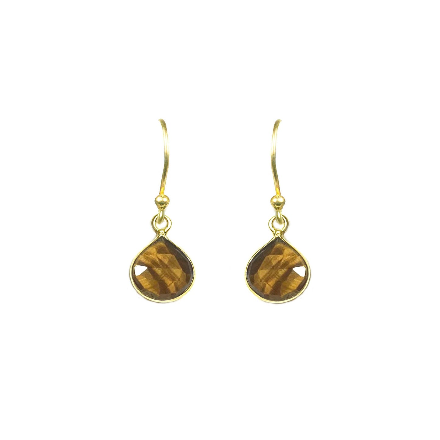 Tiger Eye Bezel Drop Earrings - One Color / One Size - Jewelry & Accessories - Fine Jewelry - Earrings