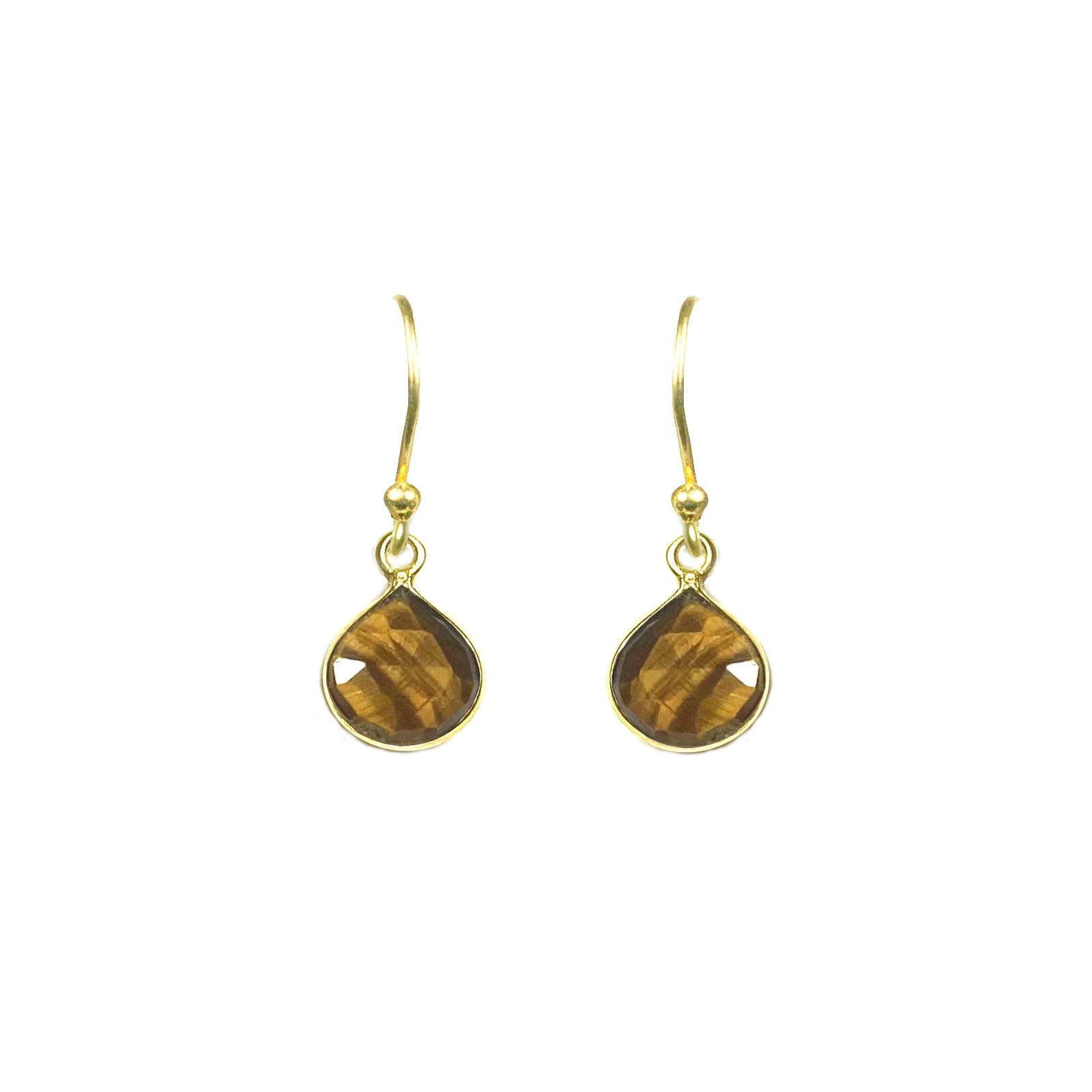 Tiger Eye Bezel Drop Earrings - One Color / One Size - Jewelry & Accessories - Fine Jewelry - Earrings