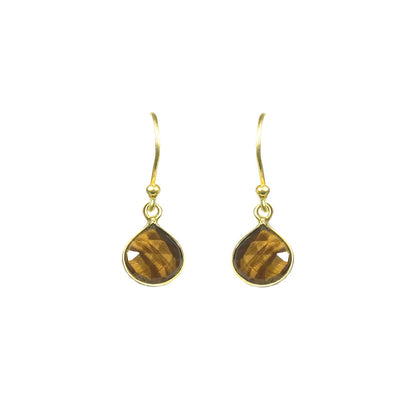 Tiger Eye Bezel Drop Earrings - One Color / One Size - Jewelry & Accessories - Fine Jewelry - Earrings