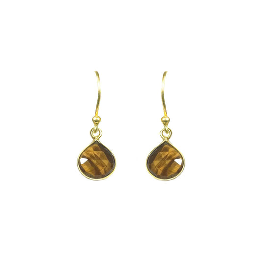 Tiger Eye Bezel Drop Earrings - One Color / One Size - Jewelry & Accessories - Fine Jewelry - Earrings