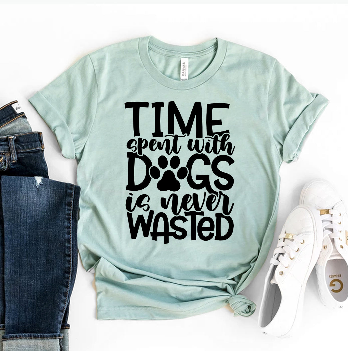 Time Spent With Dogs Is Never Wasted T-Shirt - Women’s Fashion - Women’s Clothing - Tops & Tees - T-Shirts