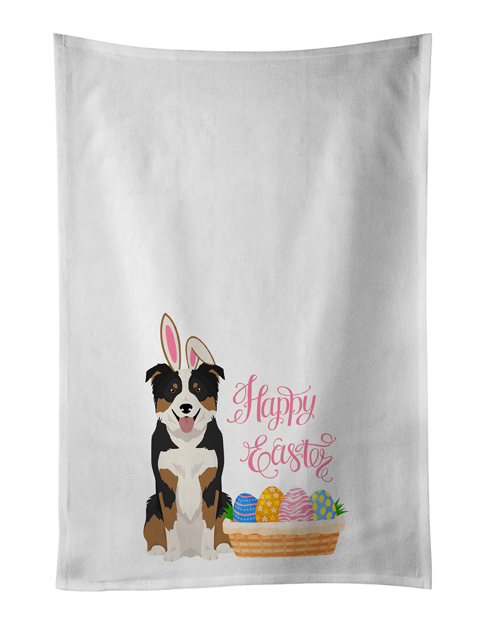 Tricolor Border Collie Easter Kitchen Towel Set of 2 - One Color / One Size - Home & Garden - Home Textile - Towels