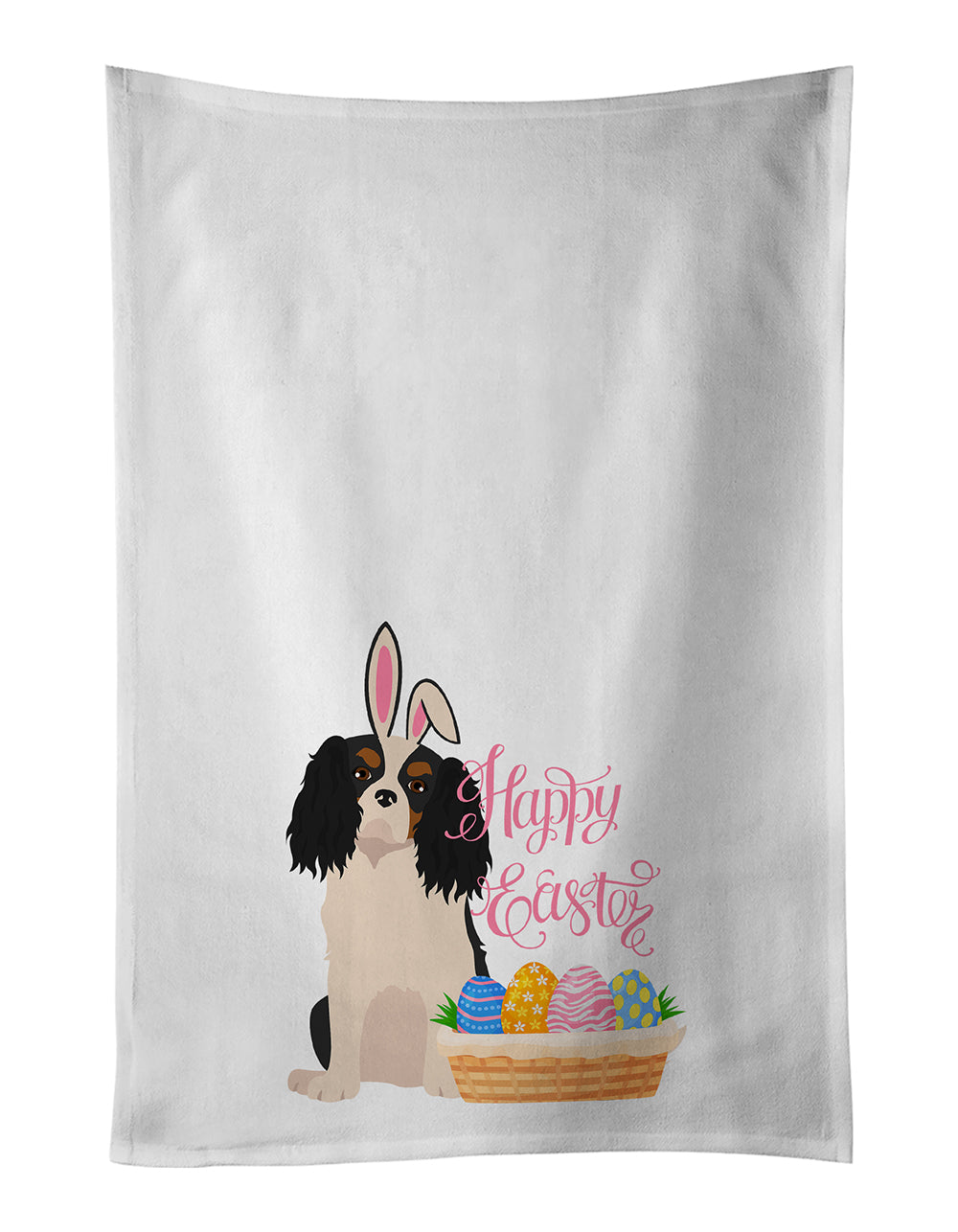 Tricolor Cavalier Spaniel Easter Kitchen Towel Set of 2 - One Color / One Size - Home & Garden - Home Textile - Towels