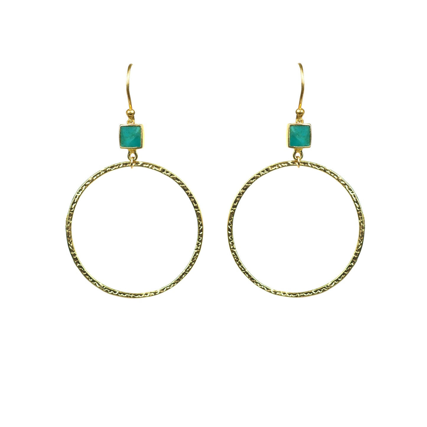 Turquoise Bezel Circle Earrings - One Color / One Size - Jewelry & Accessories