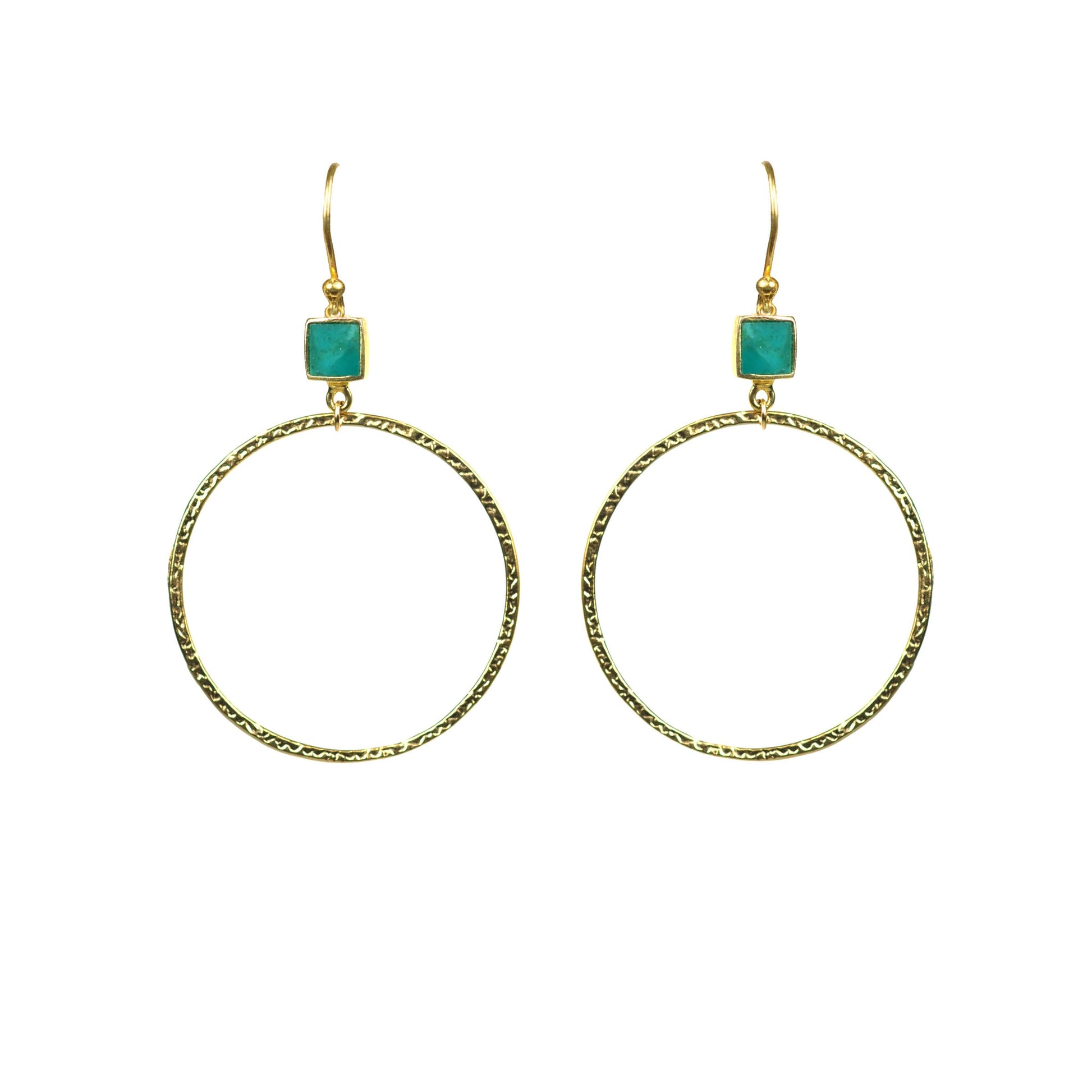 Turquoise Bezel Circle Earrings - One Color / One Size - Jewelry & Accessories