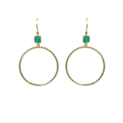 Turquoise Bezel Circle Earrings - One Color / One Size - Jewelry & Accessories
