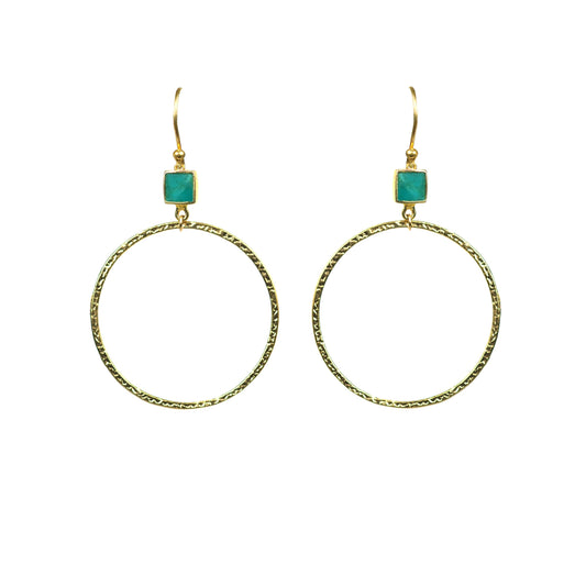 Turquoise Bezel Circle Earrings - One Color / One Size - Jewelry & Accessories