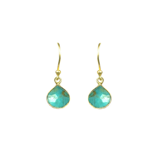 Turquoise Bezel Drop Earrings - One Color / One Size - Jewelry & Accessories - Fine Jewelry - Earrings