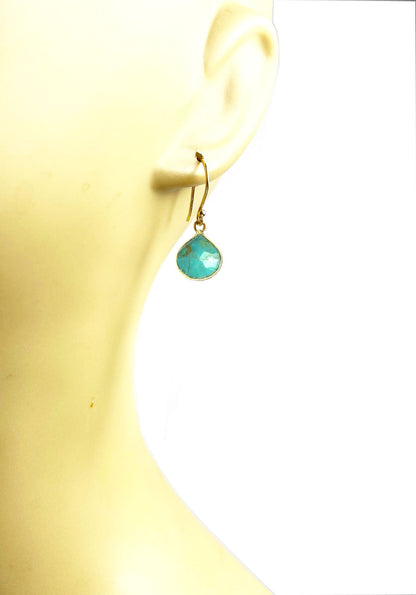 Turquoise Bezel Drop Earrings - One Color / One Size - Jewelry & Accessories - Fine Jewelry - Earrings
