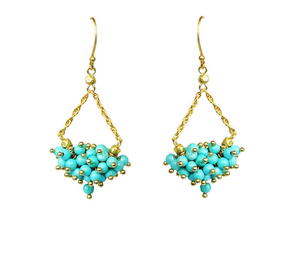 Turquoise Cluster Chandelier Earrings - One Color / One Size - Jewelry & Accessories - Earrings